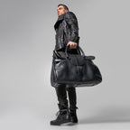 WBB 02 M BLACK LEATHER WEEKEND BAG