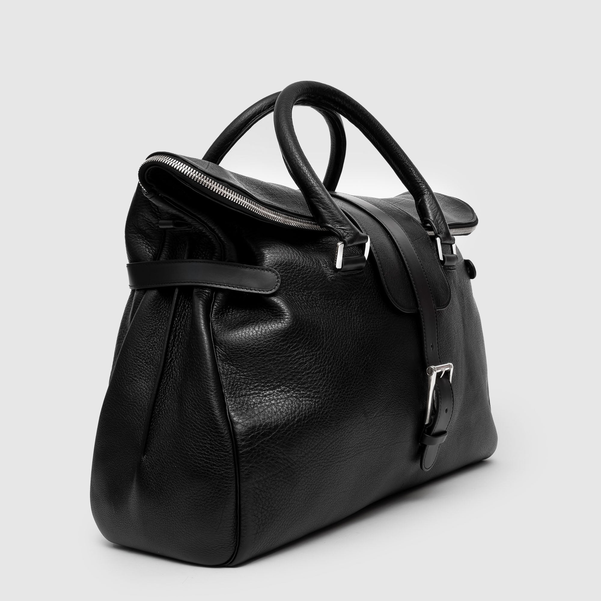 WBB 02 M BLACK LEATHER WEEKEND BAG