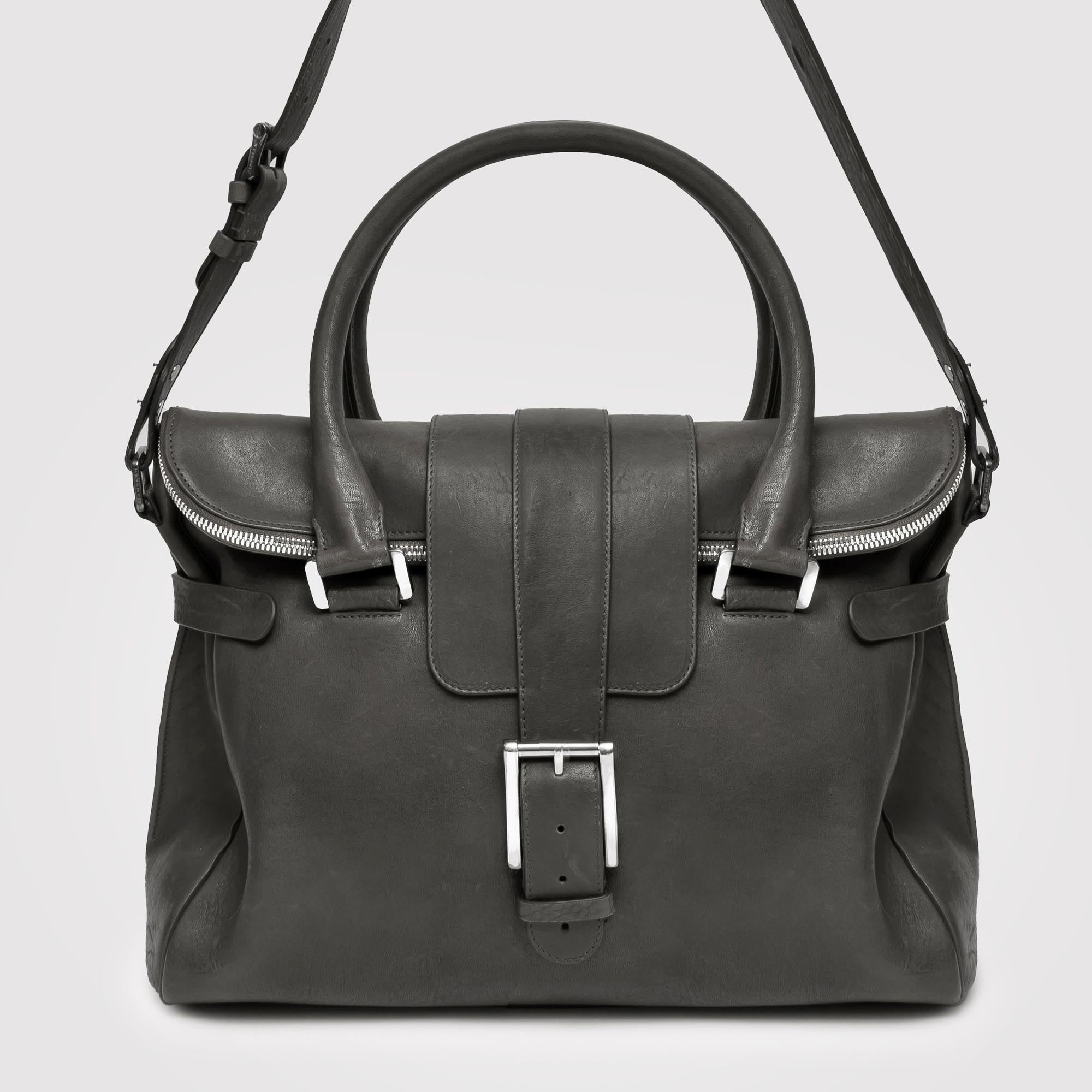 WBG 02 W Grey Leather Bag