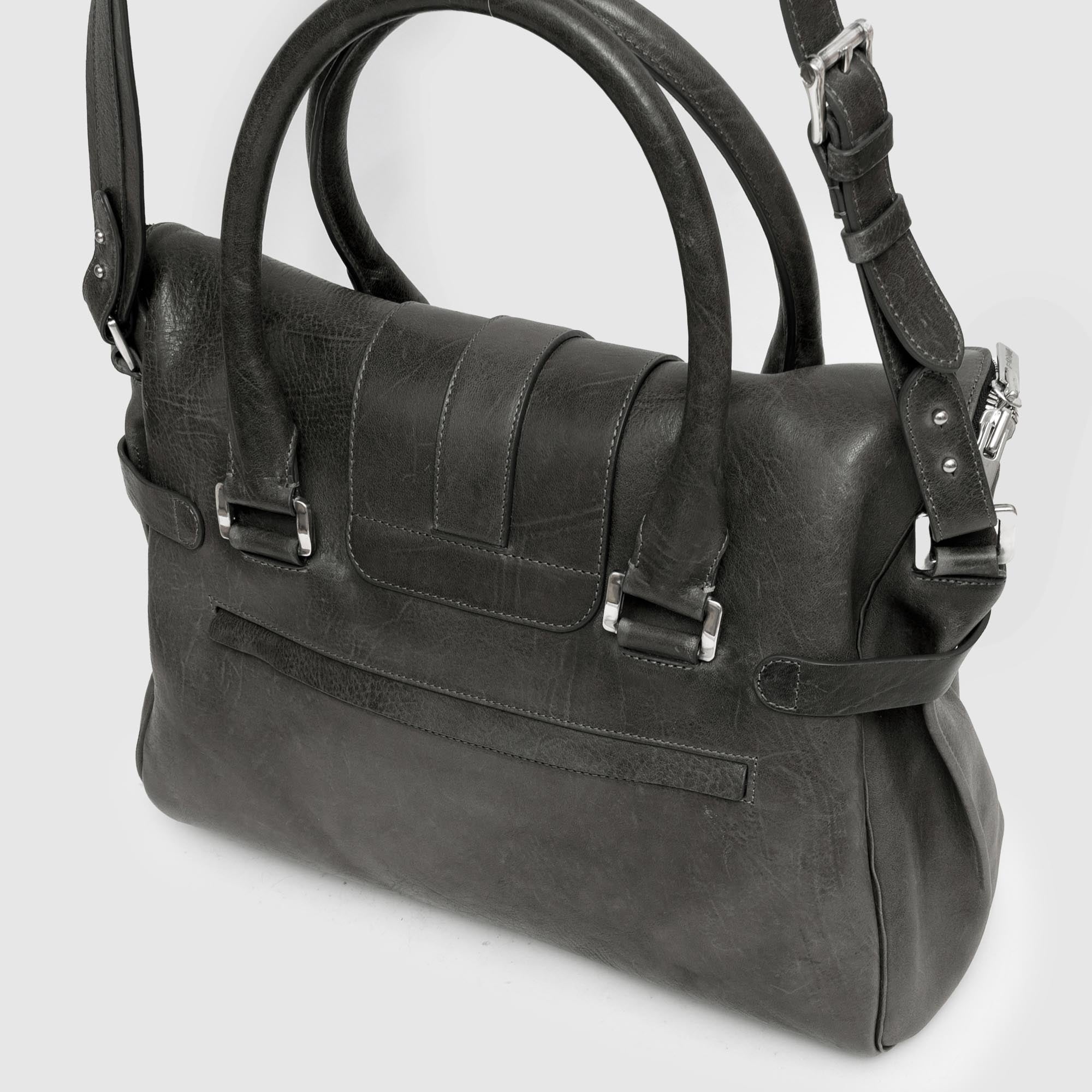 WBG 02 W Grey Leather Bag