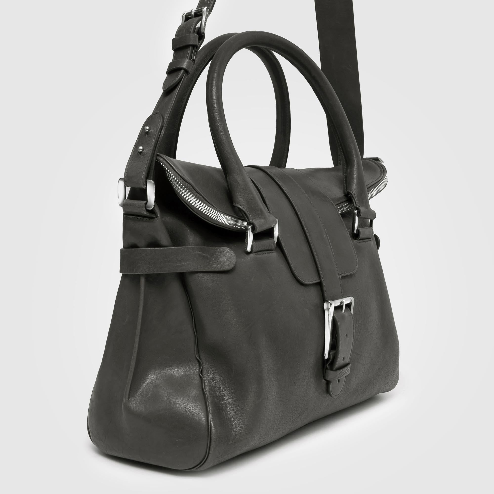 WBG 02 W Grey Leather Bag