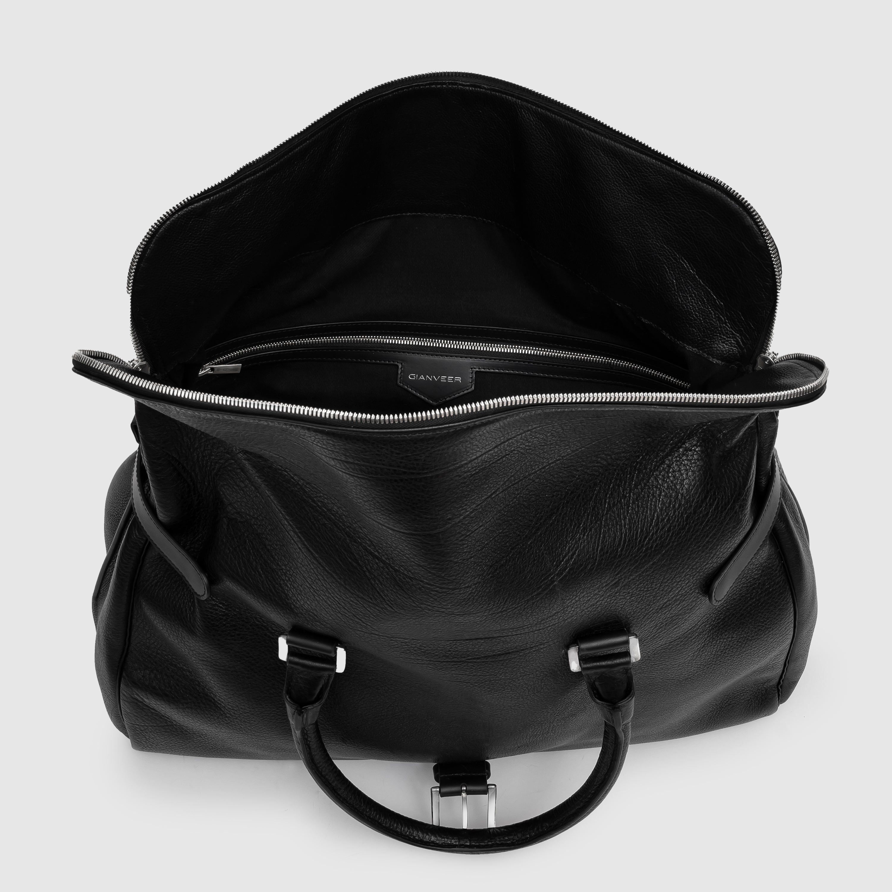 WBB 02 M BLACK LEATHER WEEKEND BAG