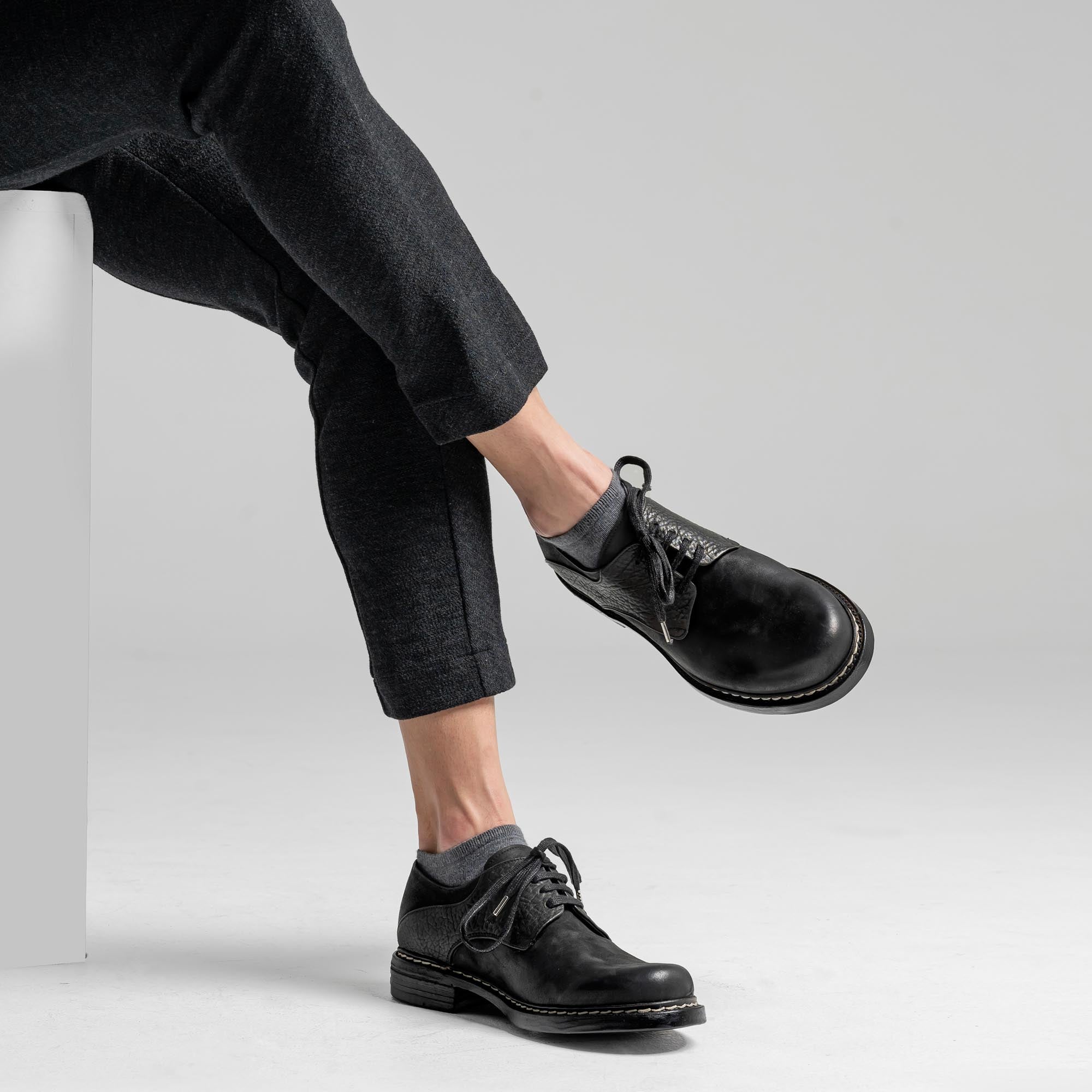 SHCD 01 M Black Leather Derby Shoe