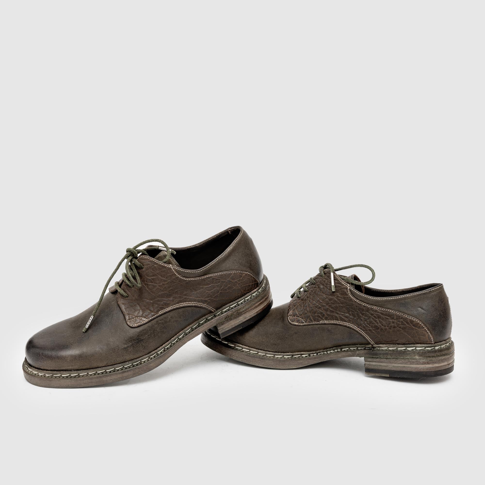 SHCD 01 M Green Leather Derby Shoe
