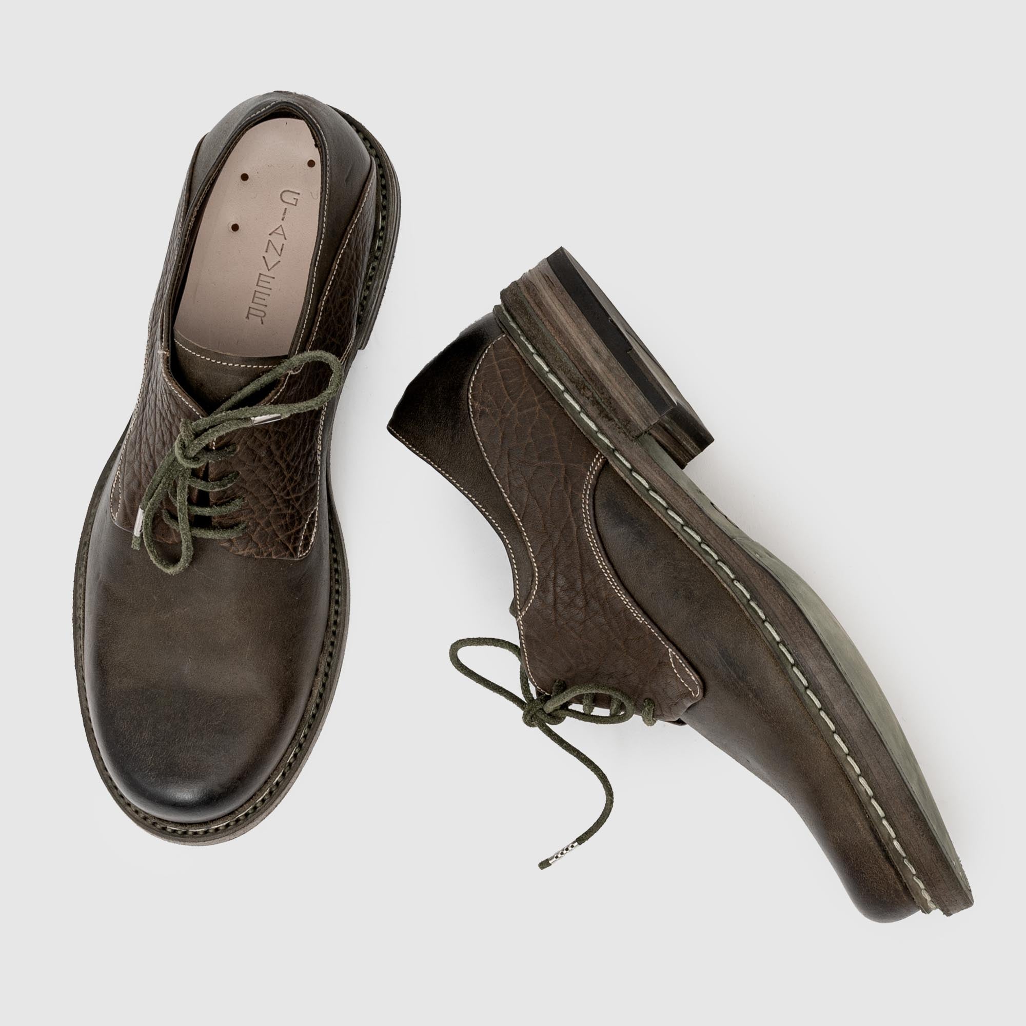 SHCD 01 M Green Leather Derby Shoe