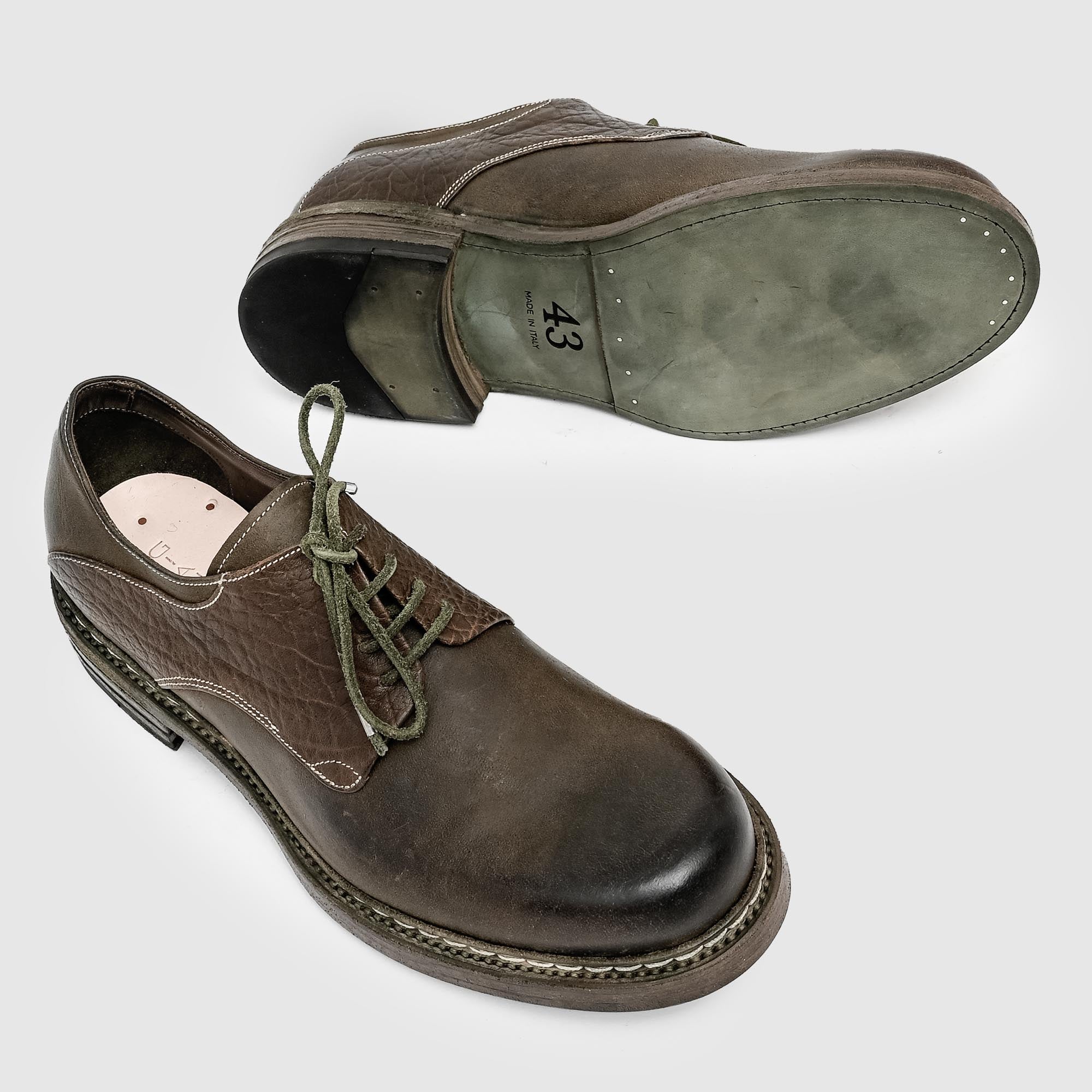 SHCD 01 M Green Leather Derby Shoe