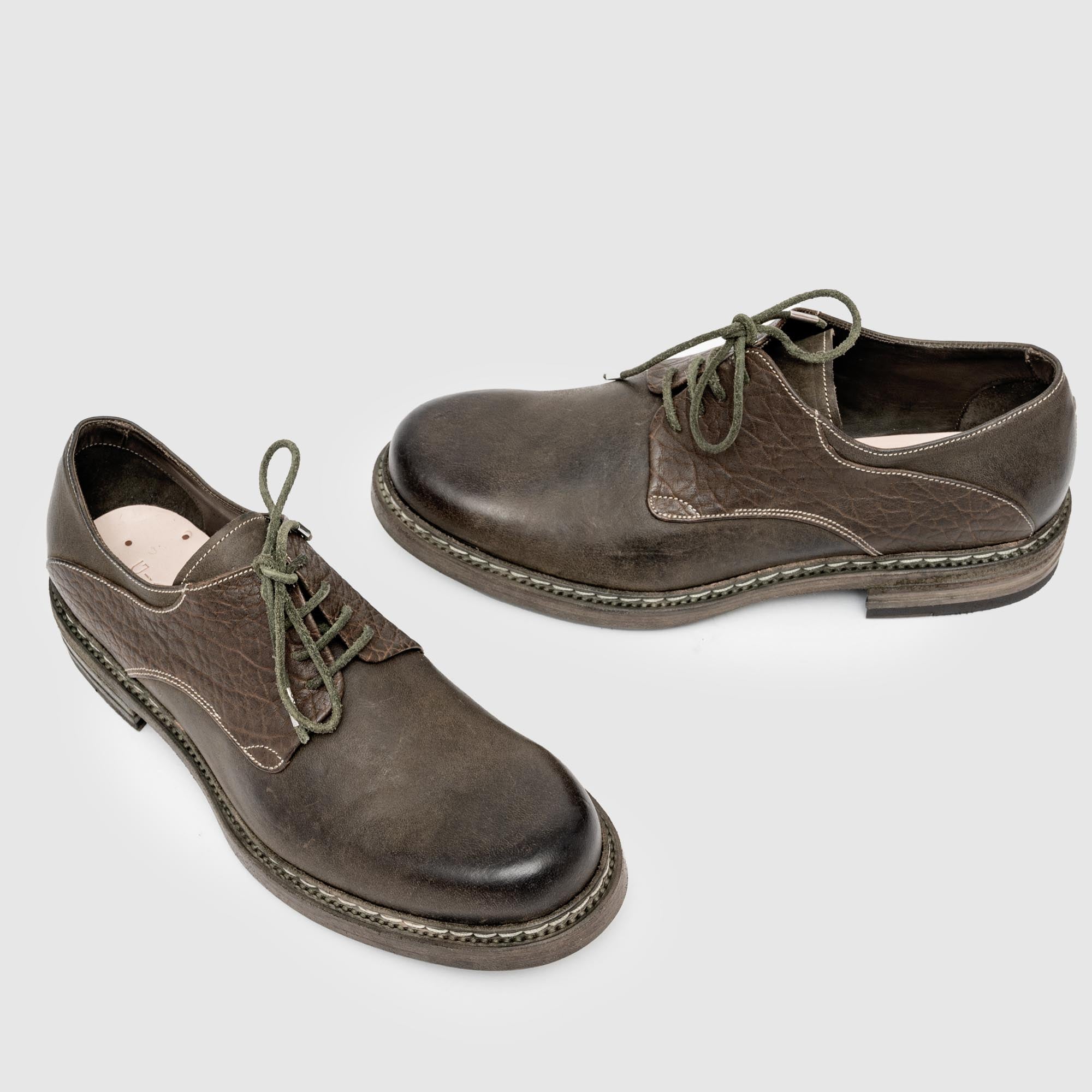 SHCD 01 M Green Leather Derby Shoe